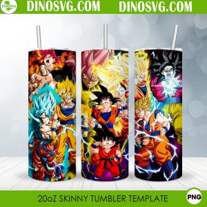 Son Goku Dragon Ball 20oz Straight Skinny Tumbler Wrap PNG Sublimation Design