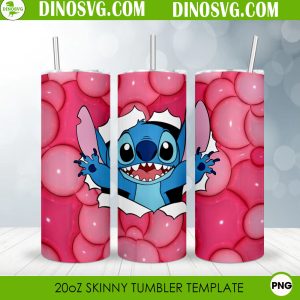 Stitch 3D Puff Ball 20oz Straight Skinny Tumbler Wrap PNG Sublimation Design