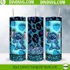 Stitch Blue Leopard 3D Puff 20oz Straight Skinny Tumbler Wrap PNG Sublimation Design