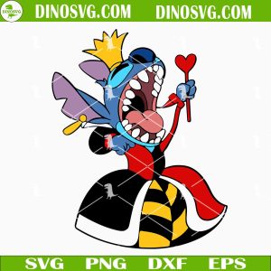 Stitch Queen Of Hearts SVG, Stitch Alice In Wonderland SVG, Funny Disney SVG Files For Cricut