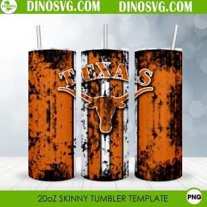 Texas Longhorns Distressed 20oz Skinny Tumbler Wrap PNG Digital Download