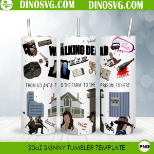 The Walking Dead 20oz Straight Skinny Tumbler Wrap PNG Sublimation Design
