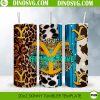 Yellowstone Leopard Cowhide 20oz Straight Skinny Tumbler Wrap PNG Sublimation Design
