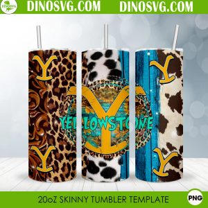 Yellowstone Leopard Cowhide 20oz Straight Skinny Tumbler Wrap PNG Sublimation Design