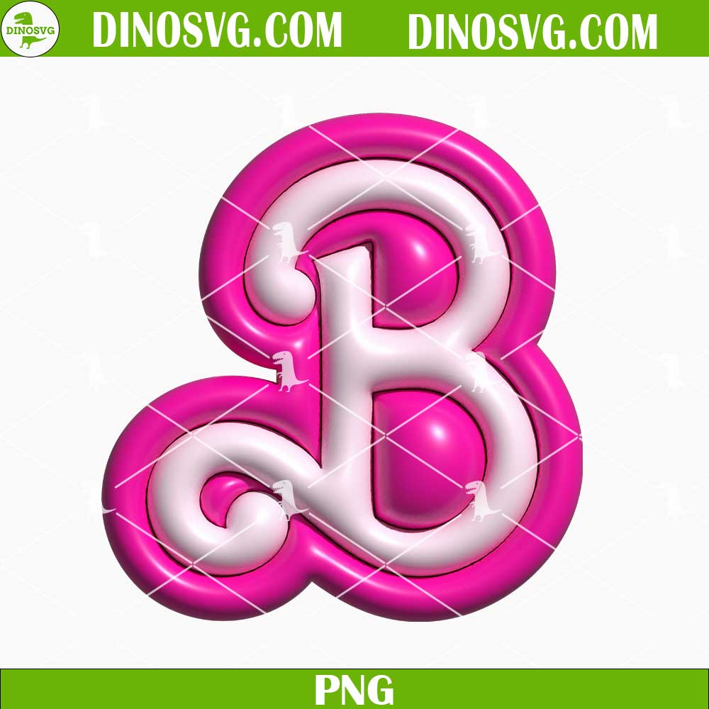Barbie B Logo 3D Puff PNG Sublimation