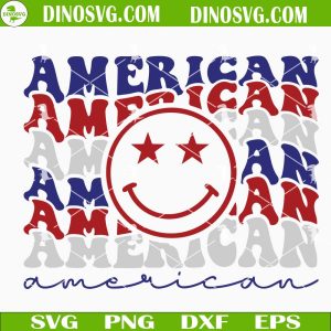 American Smiley Face SVG, Retro 4th of July SVG, Funny US Independence Day SVG Files For Cricut