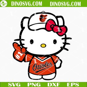 Hello Kitty Baltimore Orioles SVG, Sanrio White Cat Orioles Fan SVG Files For Cricut