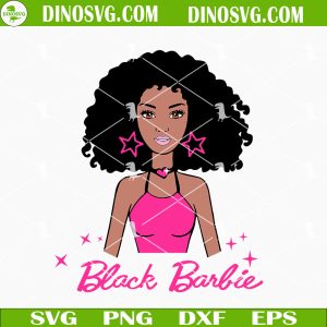 Black Barbie SVG, Barbie American African Curling Hair SVG Files For Cricut