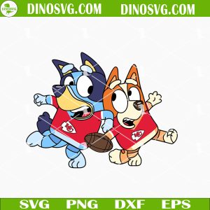 Bluey And Bingo Kansas City Chiefs SVG, Bluey Chiefs Football SVG Files For Cricut