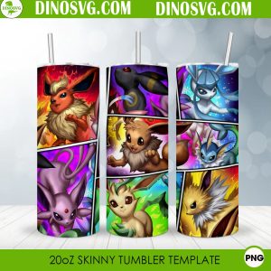 Eevee Straight Skinny Tumbler Wrap PNG, Pokemon Tumbler Sublimation Design