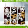 Horror Halloween Floral 20oz Straight Skinny Tumbler Wrap PNG Sublimation Design