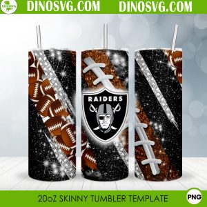 Las Vegas Raiders Glitter 20oz Straight Skinny Tumbler Wrap Sublimation PNG Design