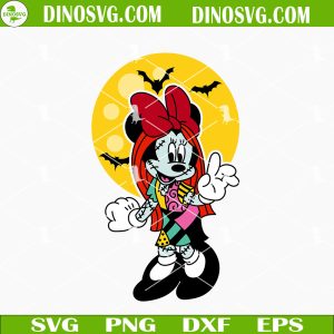 Minnie Mouse Sally SVG, Funny Minnie Nightmare Before Christmas SVG, Halloween SVG Files For Cricut