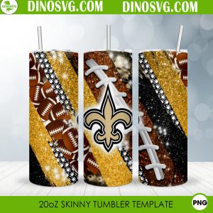 New Orleans Saints Glitter 20oz Straight Skinny Tumbler Wrap Sublimation PNG Design