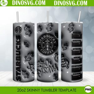 Peso Pluma Starbucks Coffee 3D Inflated 20oz Straight Skinny Tumbler Wrap PNG Sublimation, Mexican Rapper Tumbler Design Download