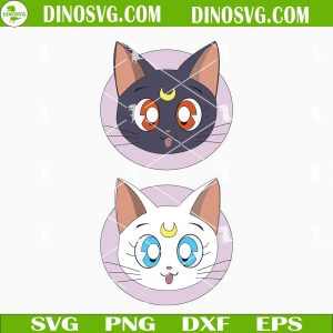 Sailor Moon Cat Face SVG Bundle, Luna SVG, Artemis SVG, Anime Cat SVG Files For Cricut