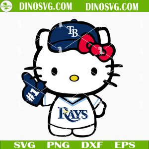 Hello Kitty Tampa Bay Rays SVG, Sanrio White Cat Rays Baseball Fan SVG Files For Cricut