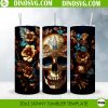 Golden Sugar Skull Straight Skinny Tumbler Wrap PNG Sublimation