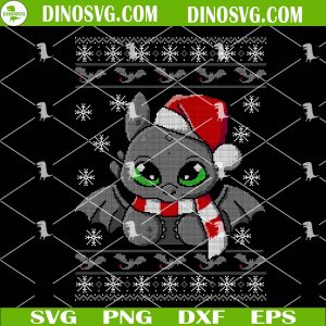 Chimuelo Dragon Ugly Sweater SVG, Toothless Christmas Sweater SVG Files For Cricut