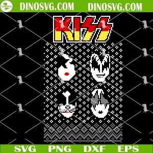 Kiss Ugly Sweater SVG, Rock Band Christmas Sweater SVG Files For Cricut