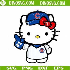 Hello Kitty Chicago Cubs SVG, Kitty Cat Cubs MLB Baseball SVG PNG DXF EPS Cricut