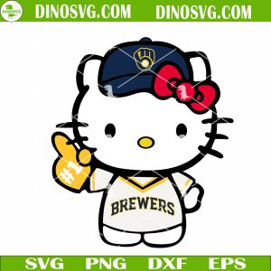 Hello Kitty Milwaukee Brewers SVG, Kitty Cat Brewers MLB Baseball SVG PNG DXF EPS Cricut