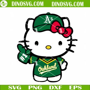 Hello Kitty Oakland Athletics SVG, Kitty Cat Athletics MLB Baseball SVG PNG DXF EPS Cricut