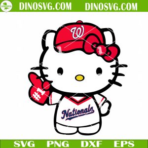 Hello Kitty Washington Nationals SVG, Kitty Cat Nationals MLB Baseball SVG PNG DXF EPS Cricut