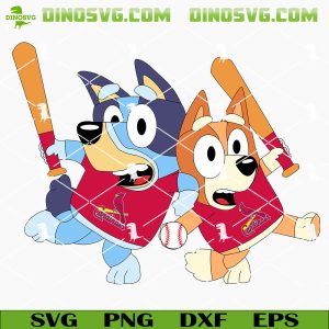 Bluey Bingo St Louis Cardinals SVG, Cute Bluey Cardinals Baseball SVG PNG Cutting Files