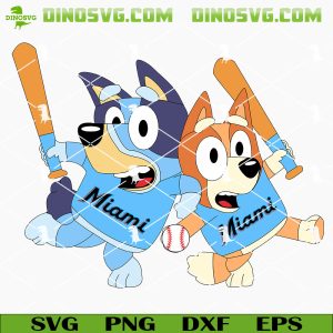 Bluey Bingo Miami Marlins SVG, Cute Bluey Marlins SVG PNG Cutting Files