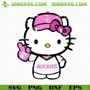 Pink Hello Kitty Colorado Rockies SVG, Cute Rockies SVG PNG Cut Files