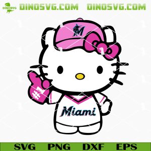 Pink Hello Miami Marlins SVG, Cute Marlins SVG PNG Cricut Files