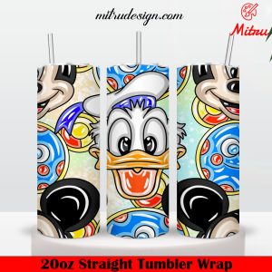 Donald Duck Face 20oz Skinny Tumbler Wrap PNG Graphic Designs