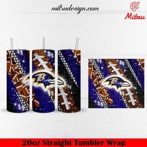 Baltimore Ravens Glitter 20oz Skinny Tumbler Wrap PNG Sublimation