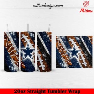Dallas Cowboys Glitter 20oz Skinny Tumbler Wrap PNG Designs