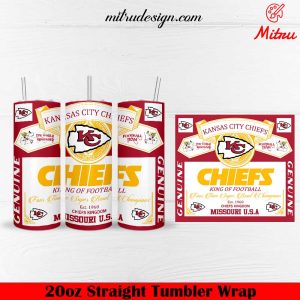 KC Chiefs 4 Time Super Bowl Champions 20oz Skinny Tumbler Wrap PNG File