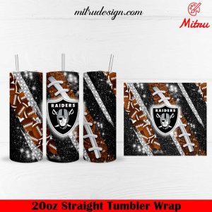 Las Vegas Raiders Glitter 20oz Skinny Tumbler Wrap PNG Design
