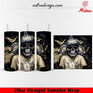 New Orleans Saints Skull 20oz Skinny Tumbler Wrap Download PNG