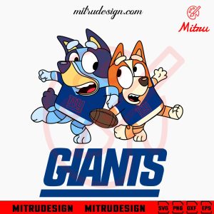 Bluey New York Giants SVG, Bluey Bingo NY Football SVG, PNG, DXF, EPS, Downloads