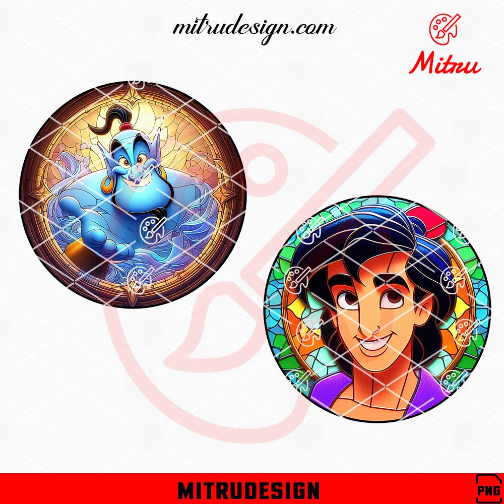 Aladdin And Genie Stained Glass PNG, Instant Digital Download Aladdin And Genie Stained Glass PNG, Instant Digital Download