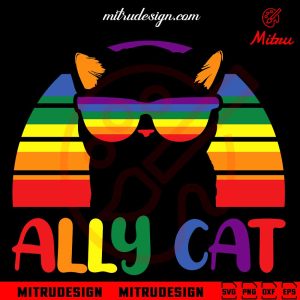 Mickey Mouse Ears Hat LGBT SVG, Cute LGBT Pride SVG, PNG, DXF, EPS, Cut Files Ally Cat SVG, Funny Pride SVG, Vintage LGBT Cat SVG, PNG, DXF, EPS, Digital Download
