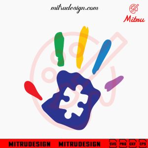 Autism Hand Print SVG, Autism Awareness Month SVG, Puzzle Piece Hand SVG, PNG, DXF, EPS