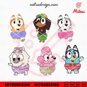 Baby Bluey Characters Friends Bundle SVG, Cute Bluey, Bingo, Muffin SVG, For Kids