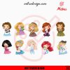 Baby Disney Princess And Pets Bundle PNG, Cute Disney Girl PNG, Clipart