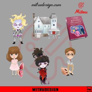 Beetlejuice Clipart Bundle PNG, Lydia Deetz, Barbara And Adam, Halloween PNG