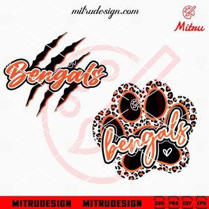 Bengals Paw SVG, Cincinnati Bengals SVG, PNG, DXF, EPS, Cut Files