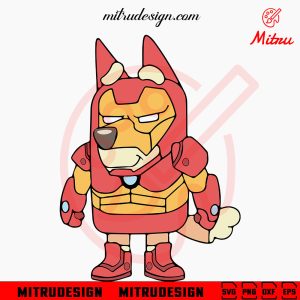 Bingo Heeler Iron Man SVG, Cute Bluey Bingo Superhero SVG, PNG, DXF, EPS, Files