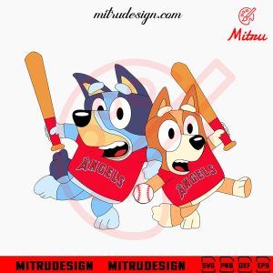 Bluey Los Angeles Angels SVG, Bluey Bingo Angels Baseball SVG, PNG, DXF, EPS, Files