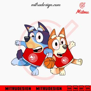 Bluey Atlanta Hawks SVG, Blue Dog Cartoon Hawks SVG, PNG, DXF, EPS, Cut Files