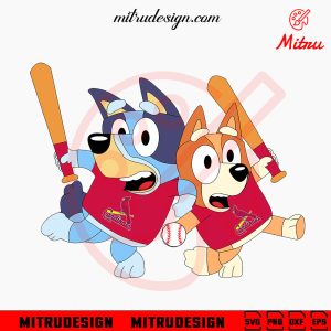 Bluey St Louis Cardinals SVG, Bluey Bingo Cardinals SVG, PNG, DXF, EPS, Cutting Files